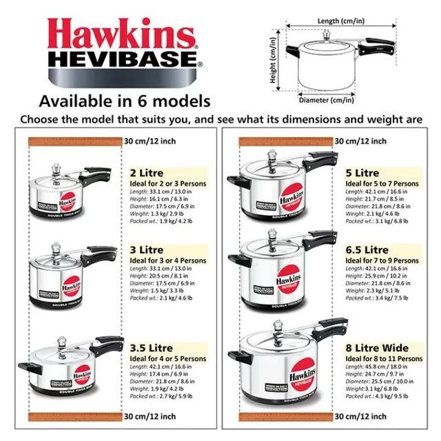 Hawkins Hevibase Aluminium Inner Lid Pressure Cooker - Induction Base, Silver, IH20, 2 l-4.webp